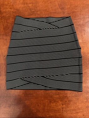 BCBGMaxAzria Black and White Striped Mini Skirt